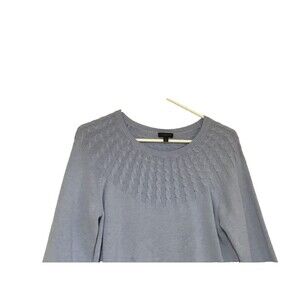 Talbots Sweater Womens Lg Blue Cable Knit Yoke Crew Neck Minimalist Office Casua